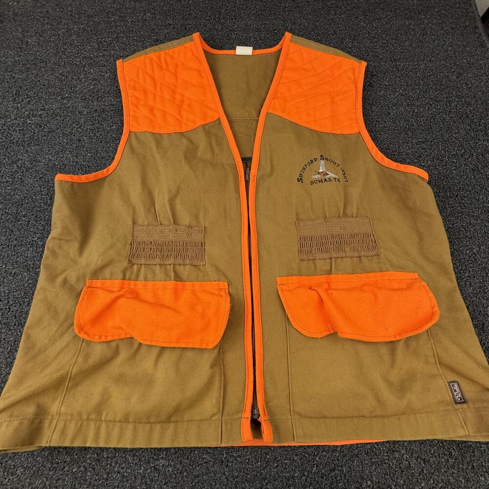 Vtg Walls Vest Mens XL Brown Quilted Padded Full Zip Pockets Stand-Up Collared